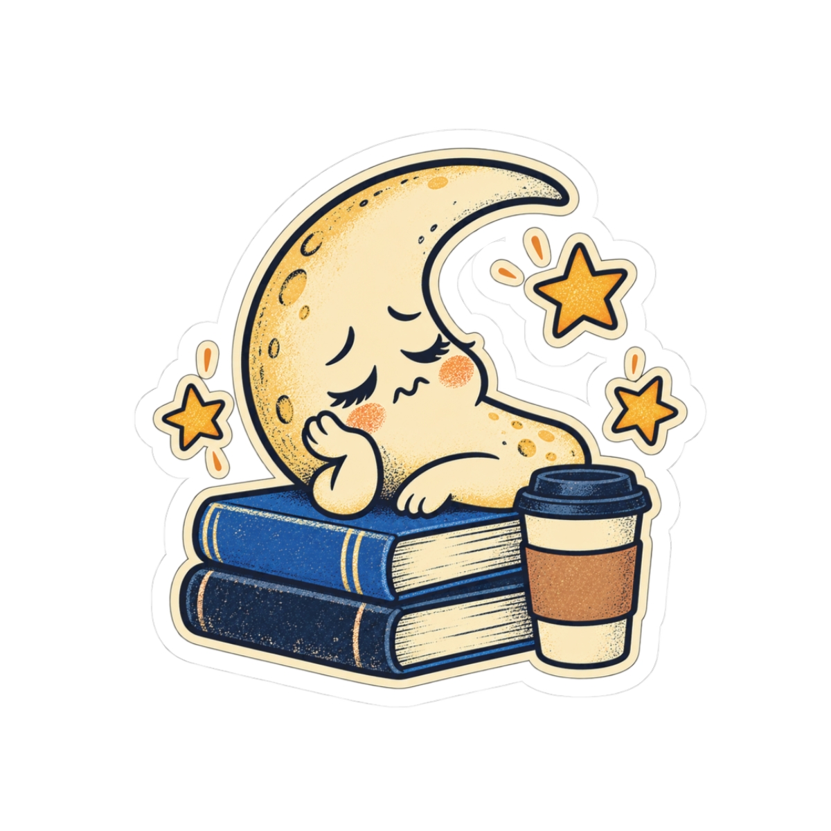 Midnight Study Moon | Books & Coffee - Vinyl Sticker