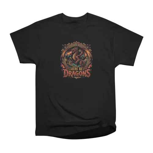 Here Be Dragons - Vintage Fantasy Cartography - Classic T-Shirt
