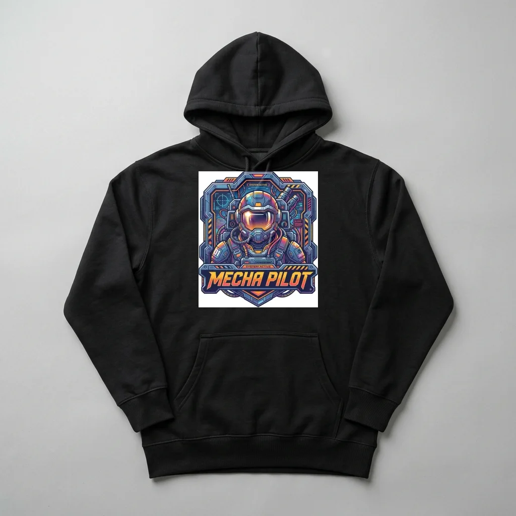 Solaris Cyber Cityscape — Heavyweight Pullover Hoodie (Charcoal Black)