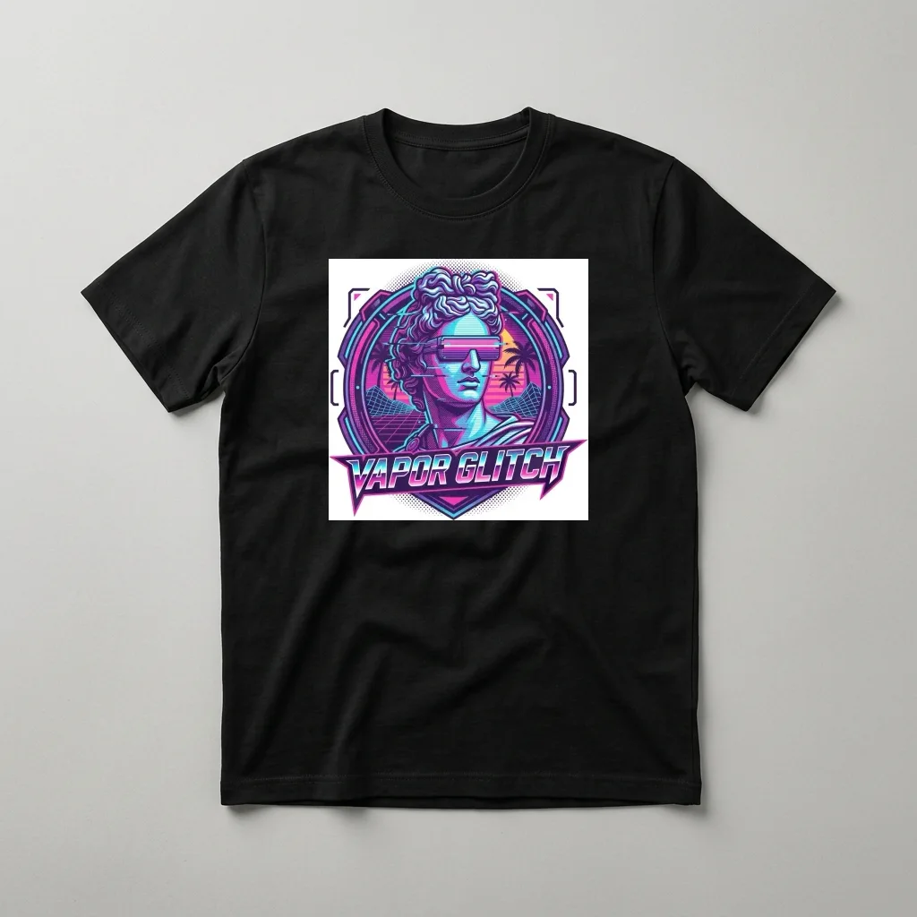 Vaporwave Grid Odyssey — Classic Streetwear T-Shirt (Jet Black)