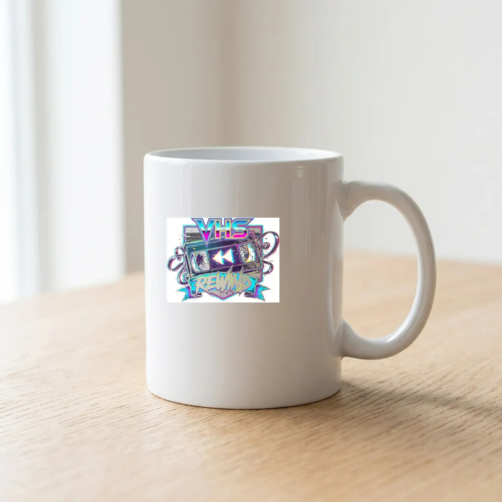 Cyberpunk Katana Overload — Ceramic Coffee Mug 11oz (Glossy White)