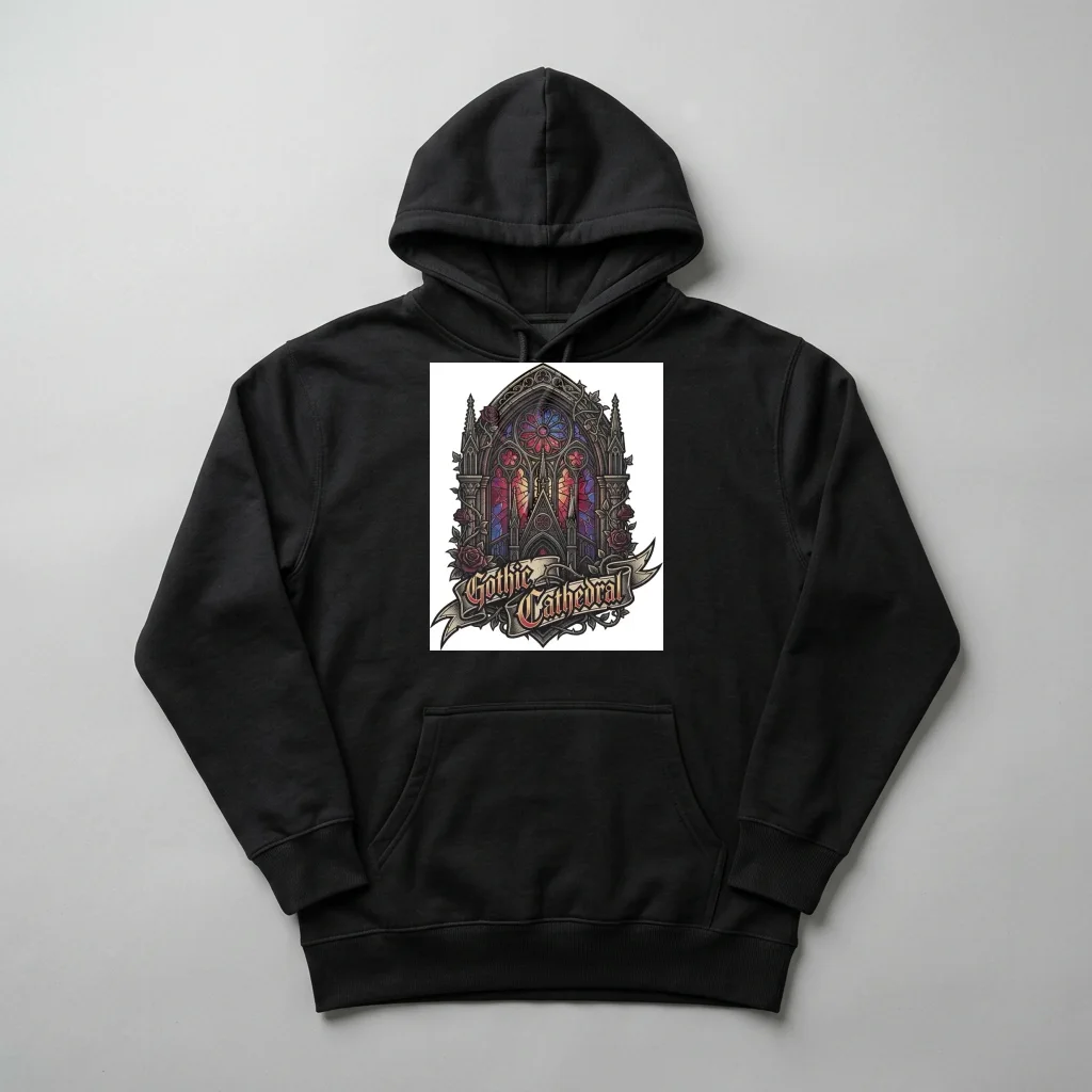 Darkwave Industrial Monolith — Heavyweight Pullover Hoodie (Charcoal Black)