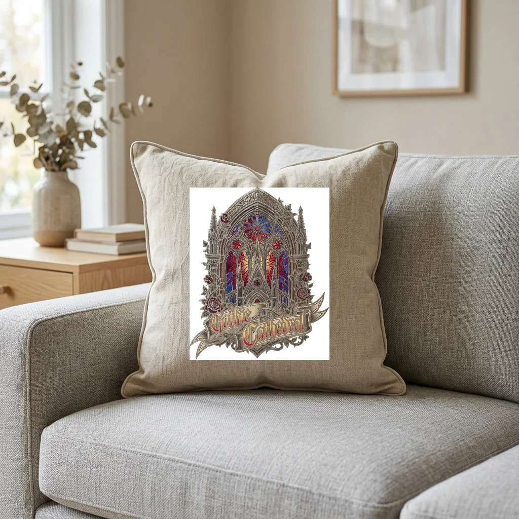 Darkwave Industrial Monolith — Square Linen Throw Pillow 18x18 (Natural Linen)