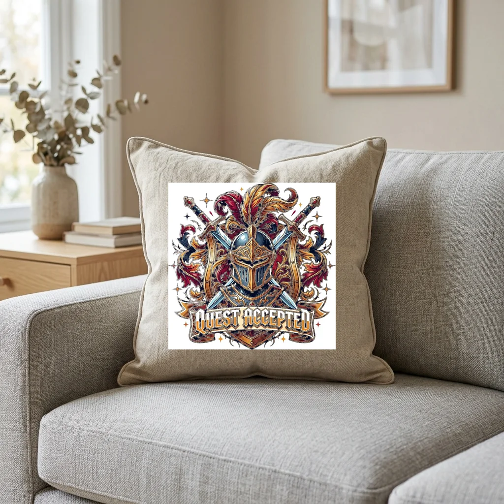 Sector 7 Cybernetic Enforcer — Square Linen Throw Pillow 18x18 (Natural Linen)