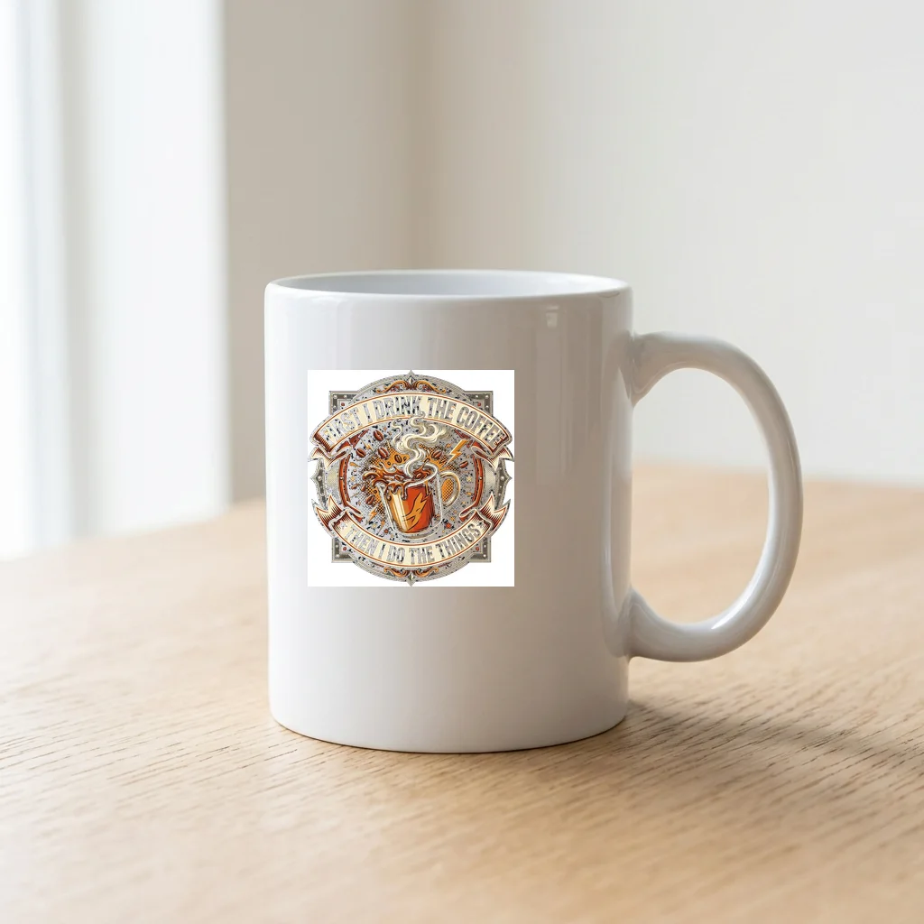 Cyber Lotus Sacred Geometry — Ceramic Coffee Mug 11oz (Glossy White)