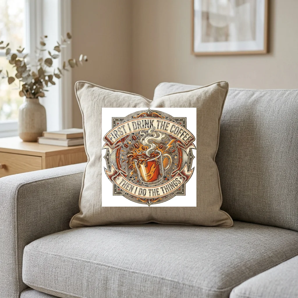 Cyber Lotus Sacred Geometry — Square Linen Throw Pillow 18x18 (Natural Linen)