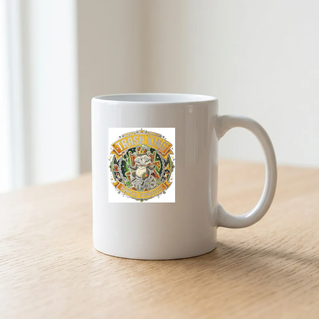 Cyberpunk Oni Demon Mask — Ceramic Coffee Mug 11oz (Glossy White)
