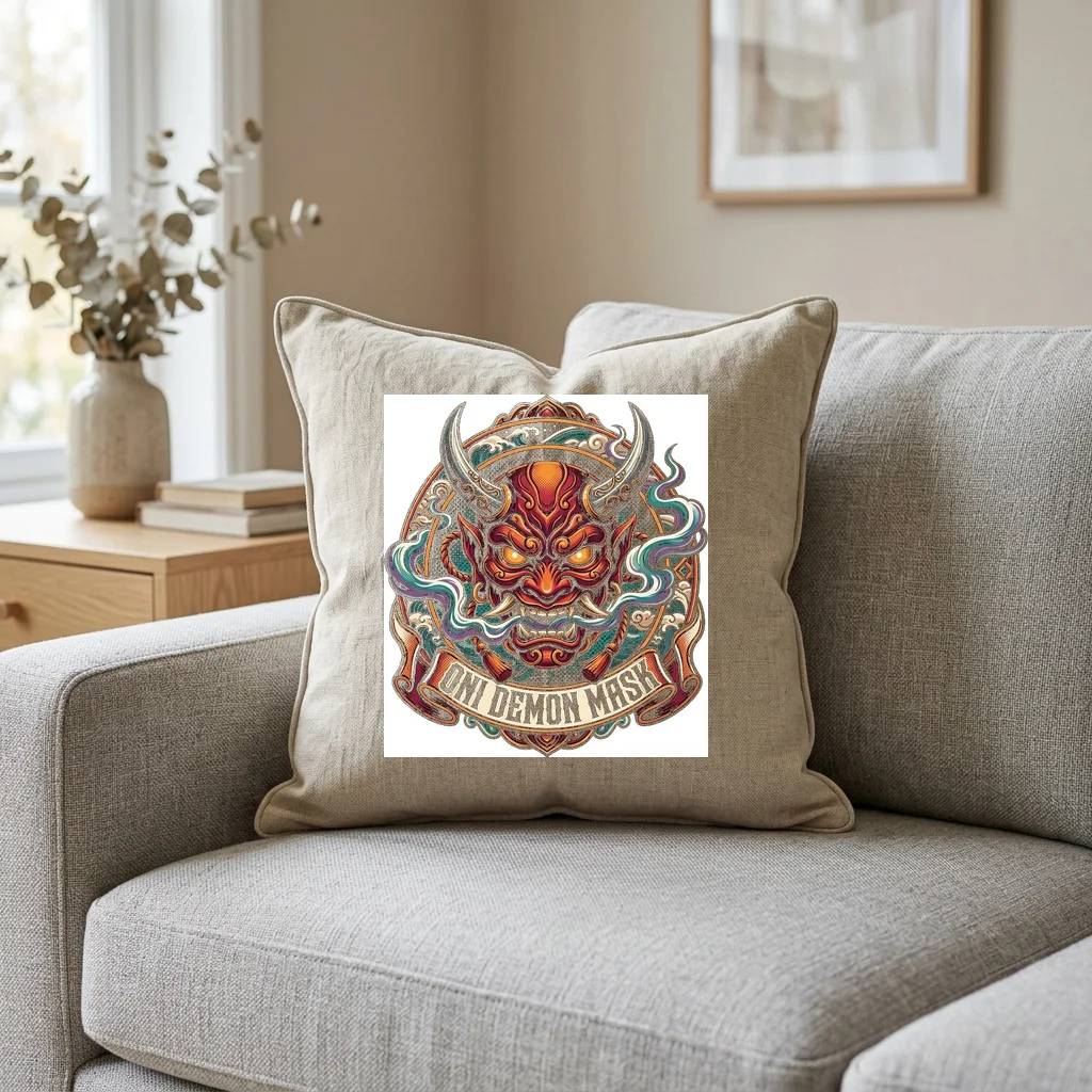 Tokyo Metro Ghost Train — Square Linen Throw Pillow 18x18 (Natural Linen)