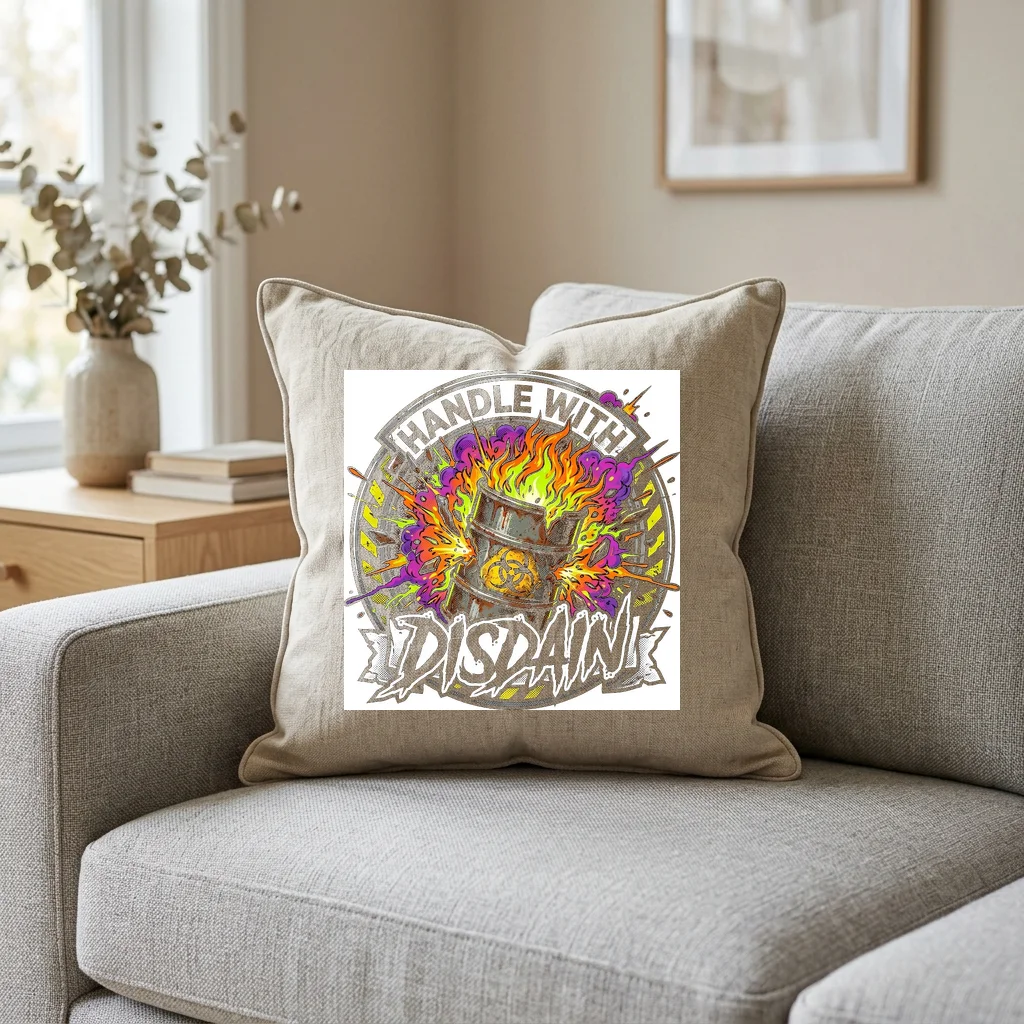 Retro Mecha Battle Arena — Square Linen Throw Pillow 18x18 (Natural Linen)