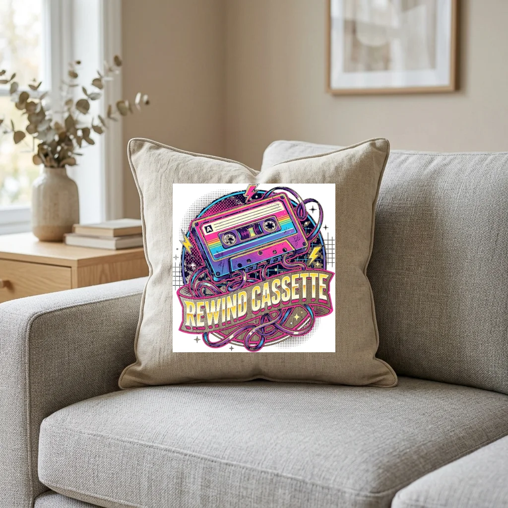 Arcade Token Insert Coin — Square Linen Throw Pillow 18x18 (Natural Linen)