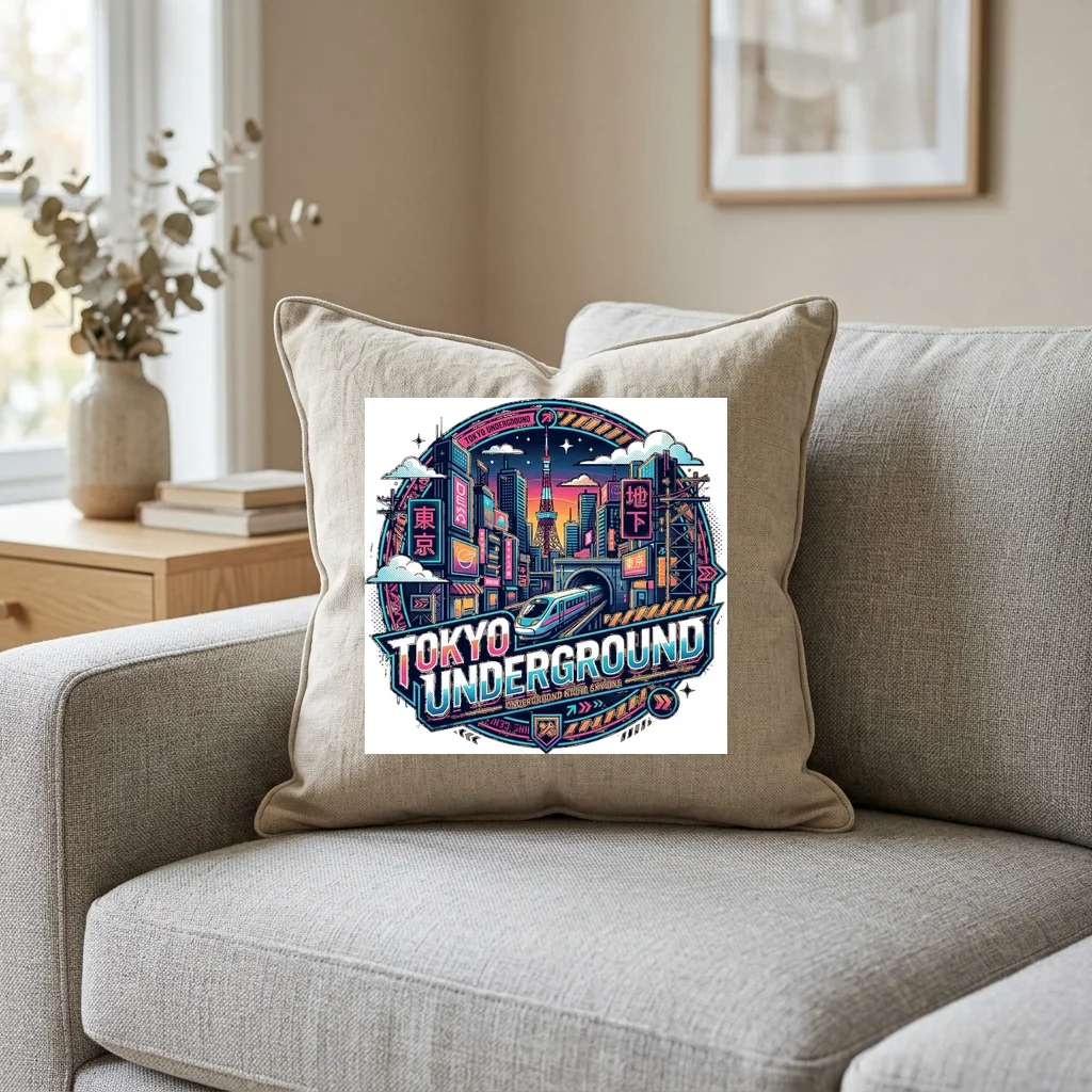 Pixel Cybernetic Ronin — Square Linen Throw Pillow 18x18 (Natural Linen)