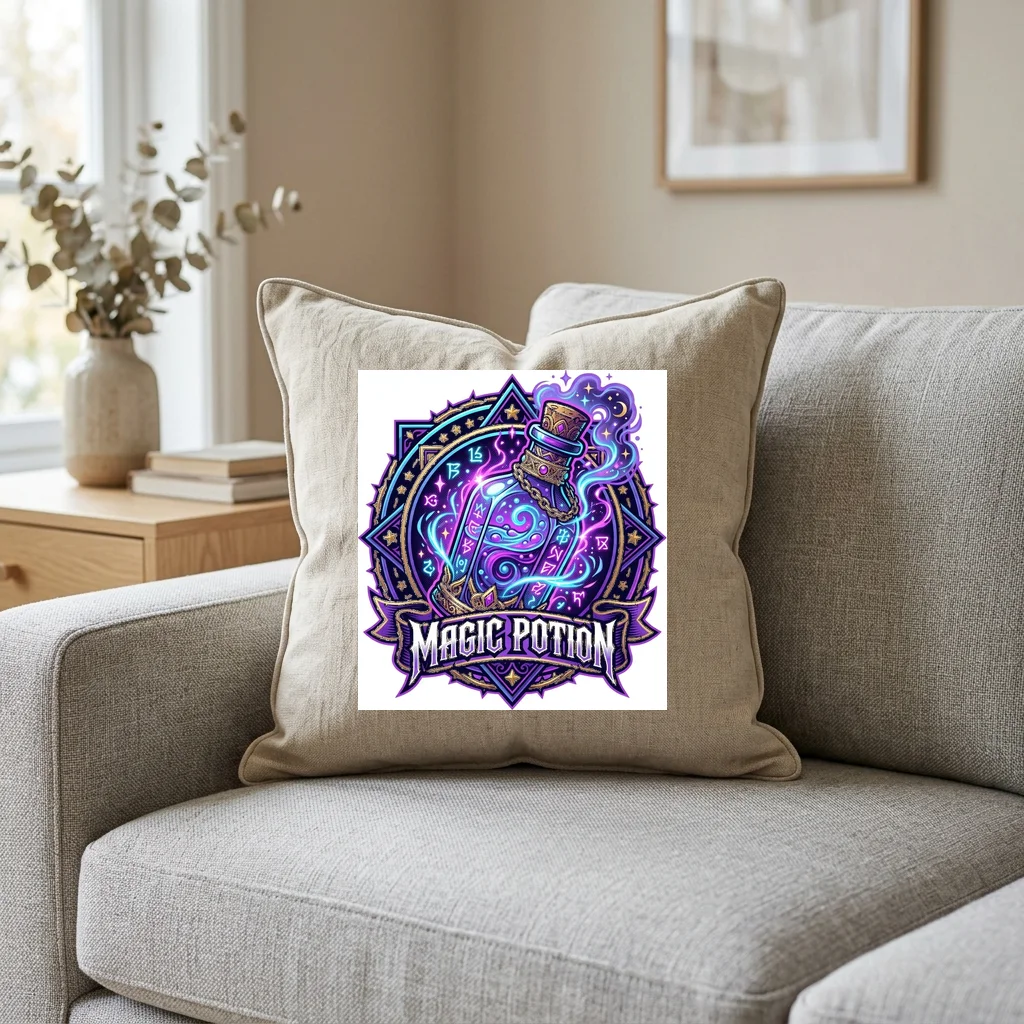 Retro Neon Cyberpunk Arcade — Square Linen Throw Pillow 18x18 (Natural Linen)