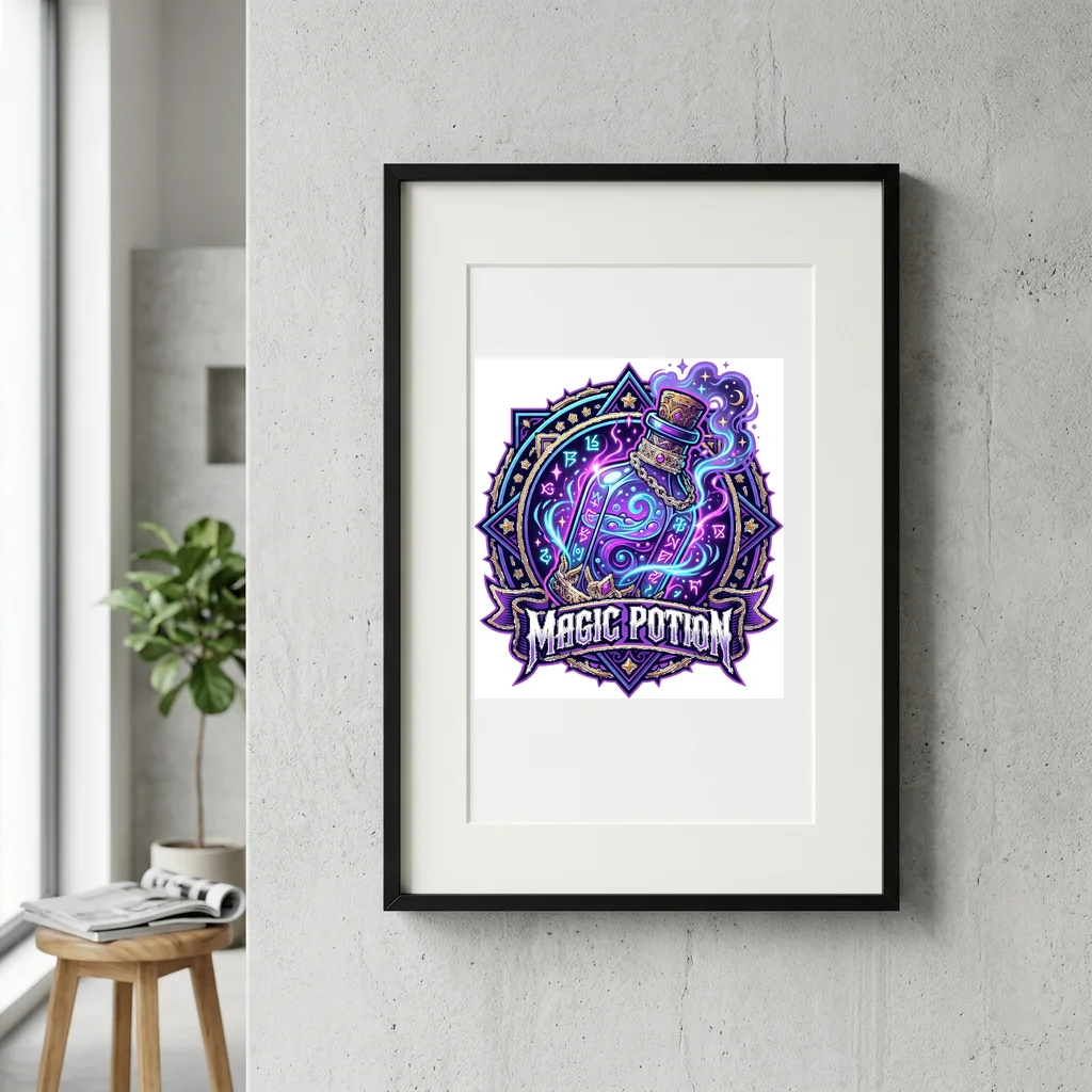 Retro Neon Cyberpunk Arcade — Gallery Framed Art Poster (Exhibition Frame)