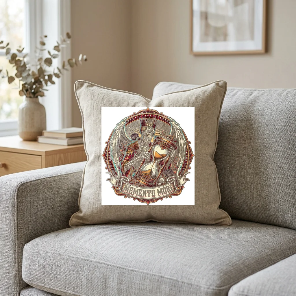 Pixel Cyberpunk Skyline — Square Linen Throw Pillow 18x18 (Natural Linen)
