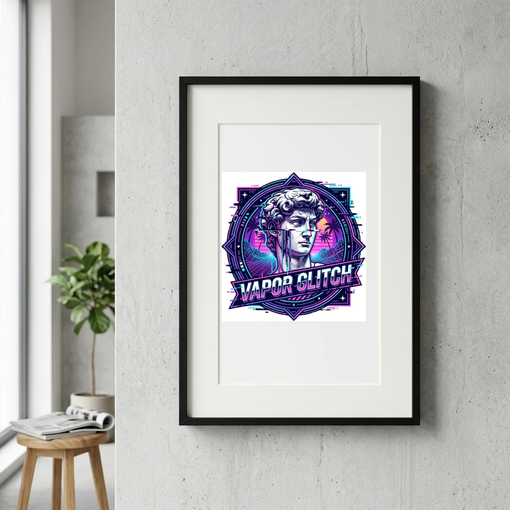 Pixel Cyber Ninja Shadow — Gallery Framed Art Poster (Exhibition Frame)