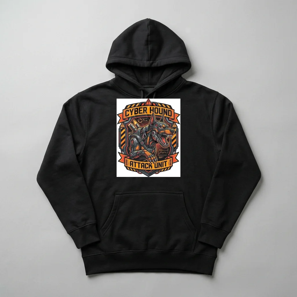 Pixel Cyber Beast Unleashed — Heavyweight Pullover Hoodie (Charcoal Black)