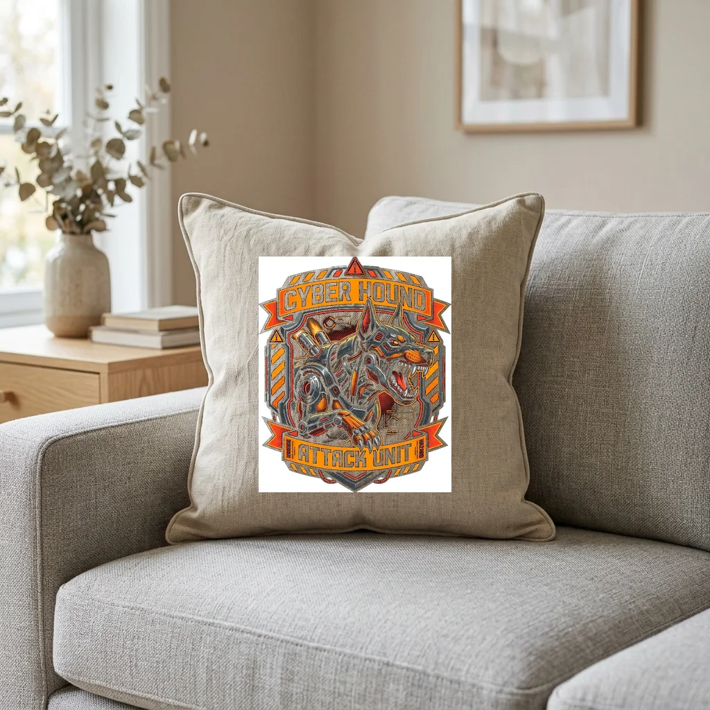 Pixel Cyber Beast Unleashed — Square Linen Throw Pillow 18x18 (Natural Linen)