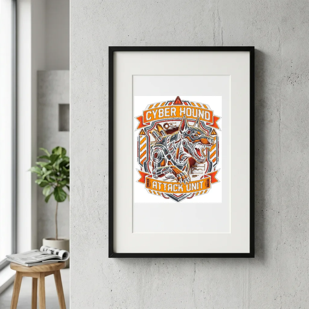 Pixel Cyber Beast Unleashed — Gallery Framed Art Poster (Exhibition Frame)