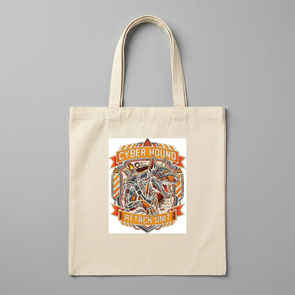 Pixel Cyber Beast Unleashed — Organic Cotton Canvas Tote Bag (Natural)