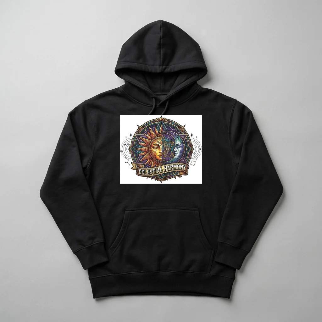 Starlight Fox Celestial Tail — Heavyweight Pullover Hoodie (Charcoal Black)