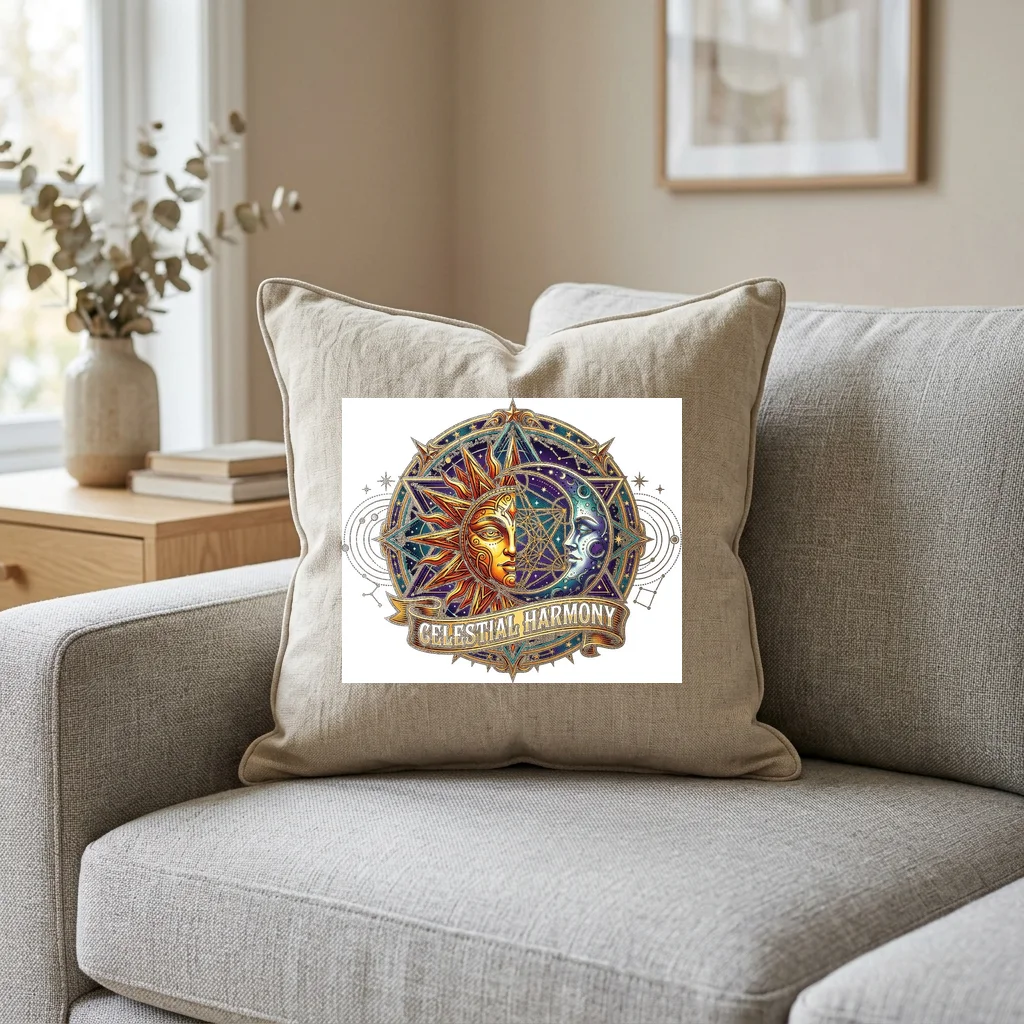 Starlight Fox Celestial Tail — Square Linen Throw Pillow 18x18 (Natural Linen)