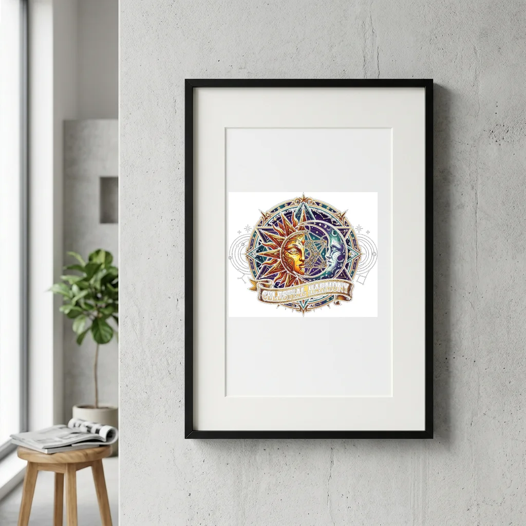 Starlight Fox Celestial Tail — Gallery Framed Art Poster (Exhibition Frame)