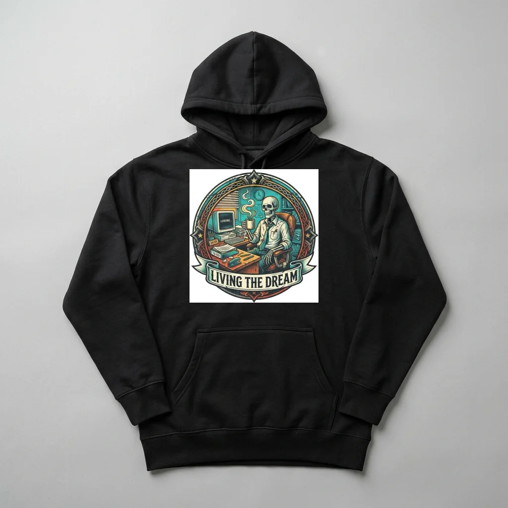 Torn Poster City Collage — Heavyweight Pullover Hoodie (Charcoal Black)