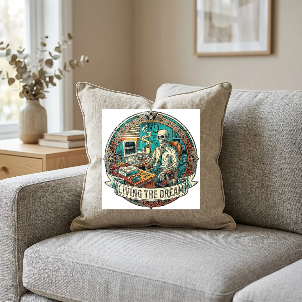 Torn Poster City Collage — Square Linen Throw Pillow 18x18 (Natural Linen)