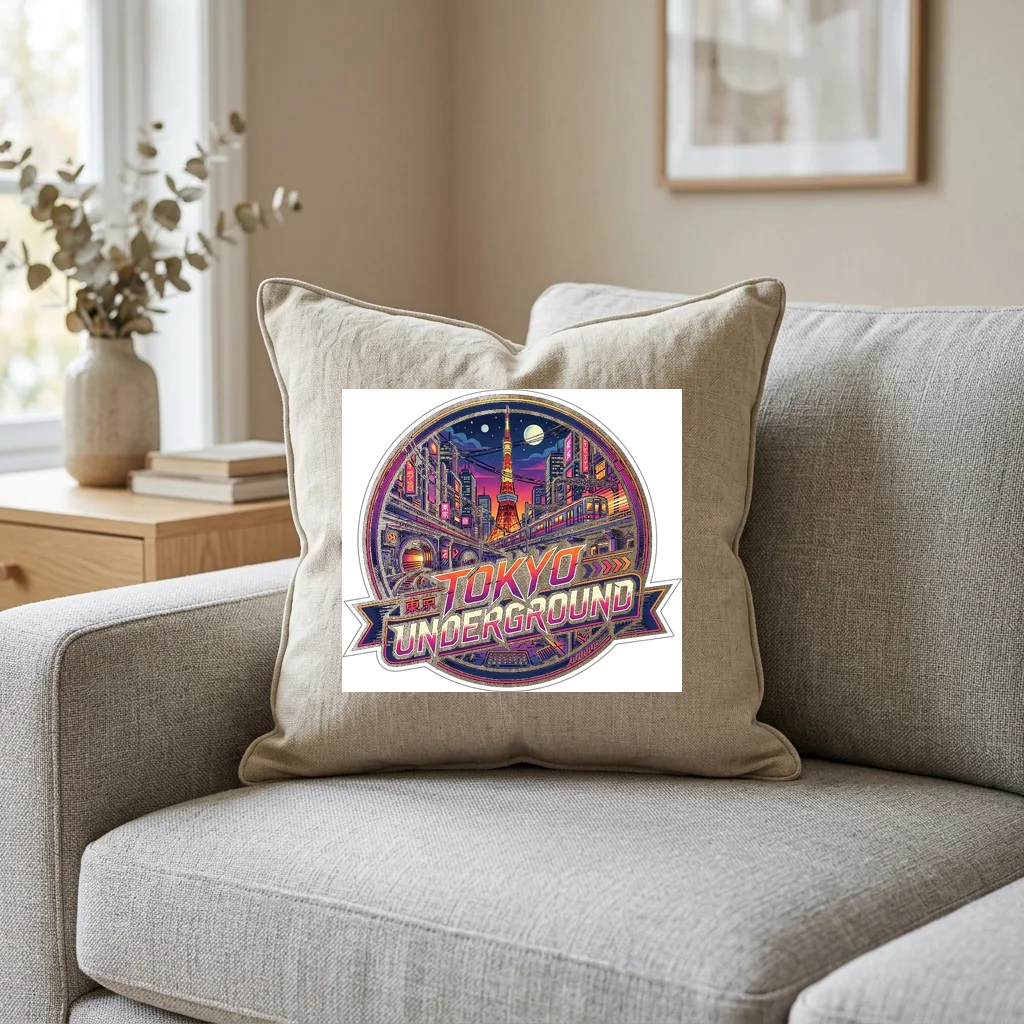 Urban Solitude Midnight City — Square Linen Throw Pillow 18x18 (Natural Linen)