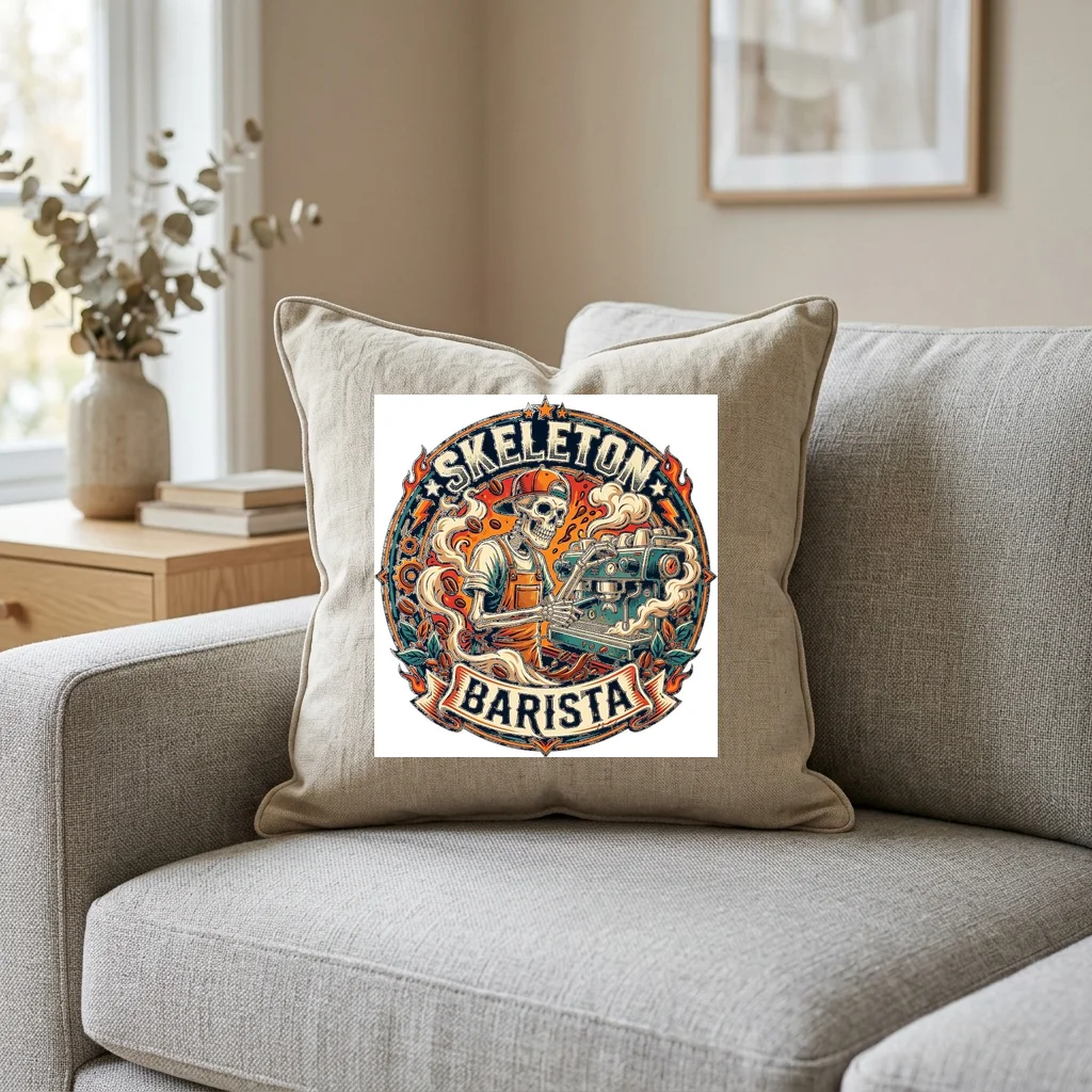 Streetwear Graphic Monogram — Square Linen Throw Pillow 18x18 (Natural Linen)