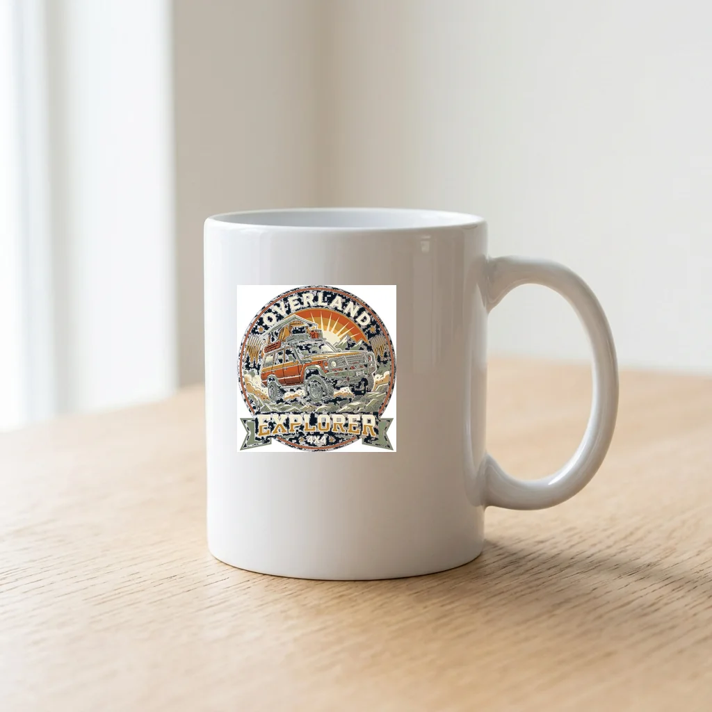 Cyber Wolf Lunar Hunter — Ceramic Coffee Mug 11oz (Glossy White)