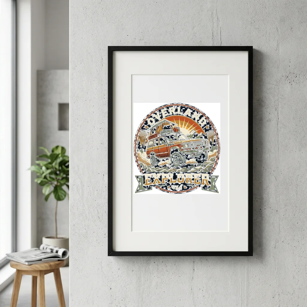 Cyber Wolf Lunar Hunter — Gallery Framed Art Poster (Exhibition Frame)