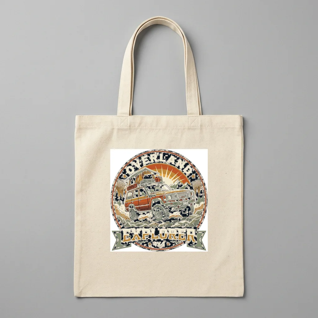 Cyber Wolf Lunar Hunter — Organic Cotton Canvas Tote Bag (Natural)