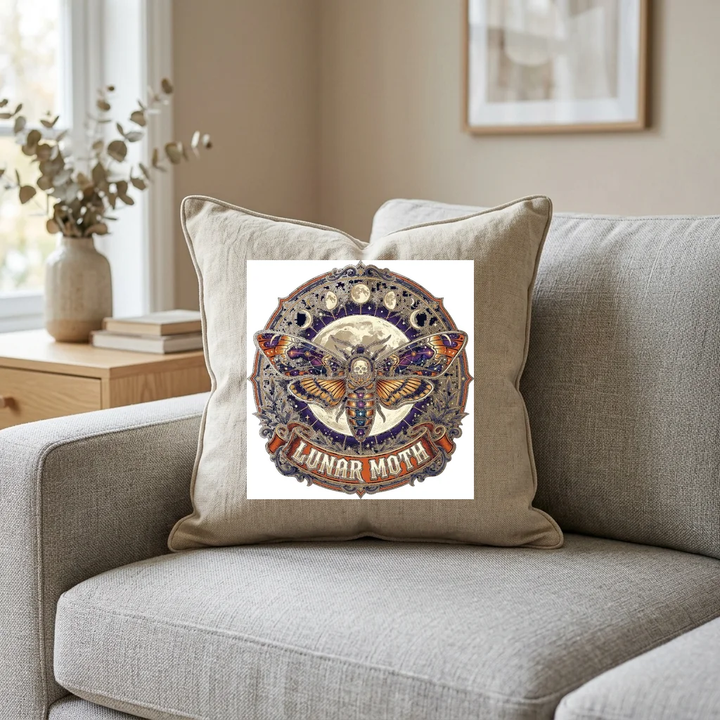 Crimson Dragon Emperor Flight — Square Linen Throw Pillow 18x18 (Natural Linen)