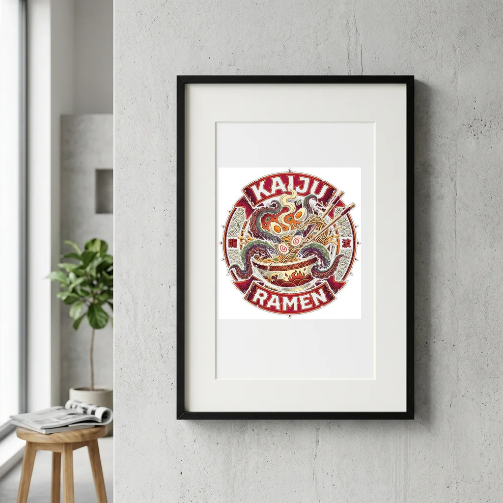 Phantom Wolf Midnight Moon — Gallery Framed Art Poster (Exhibition Frame)
