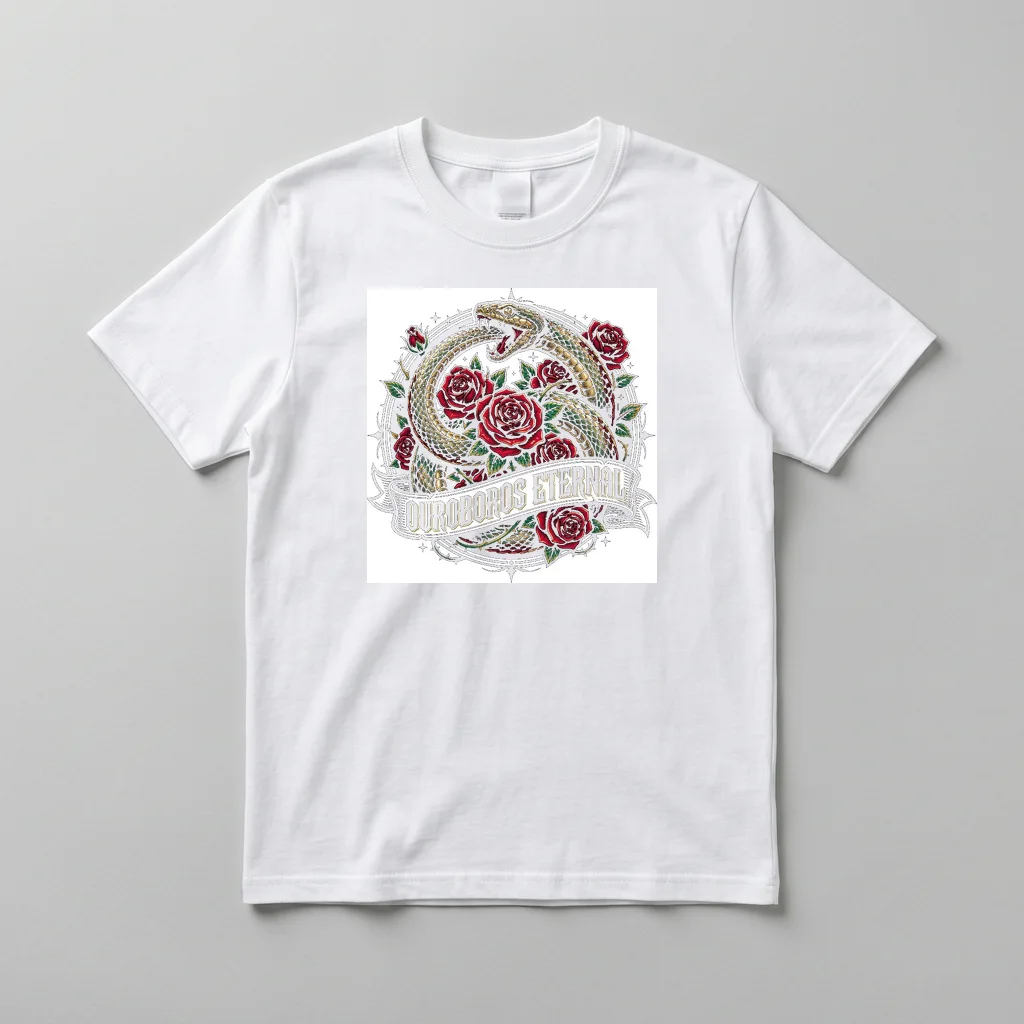 Golden Serpent Sun Spiral — Everyday Crewneck Tee (Pure White)