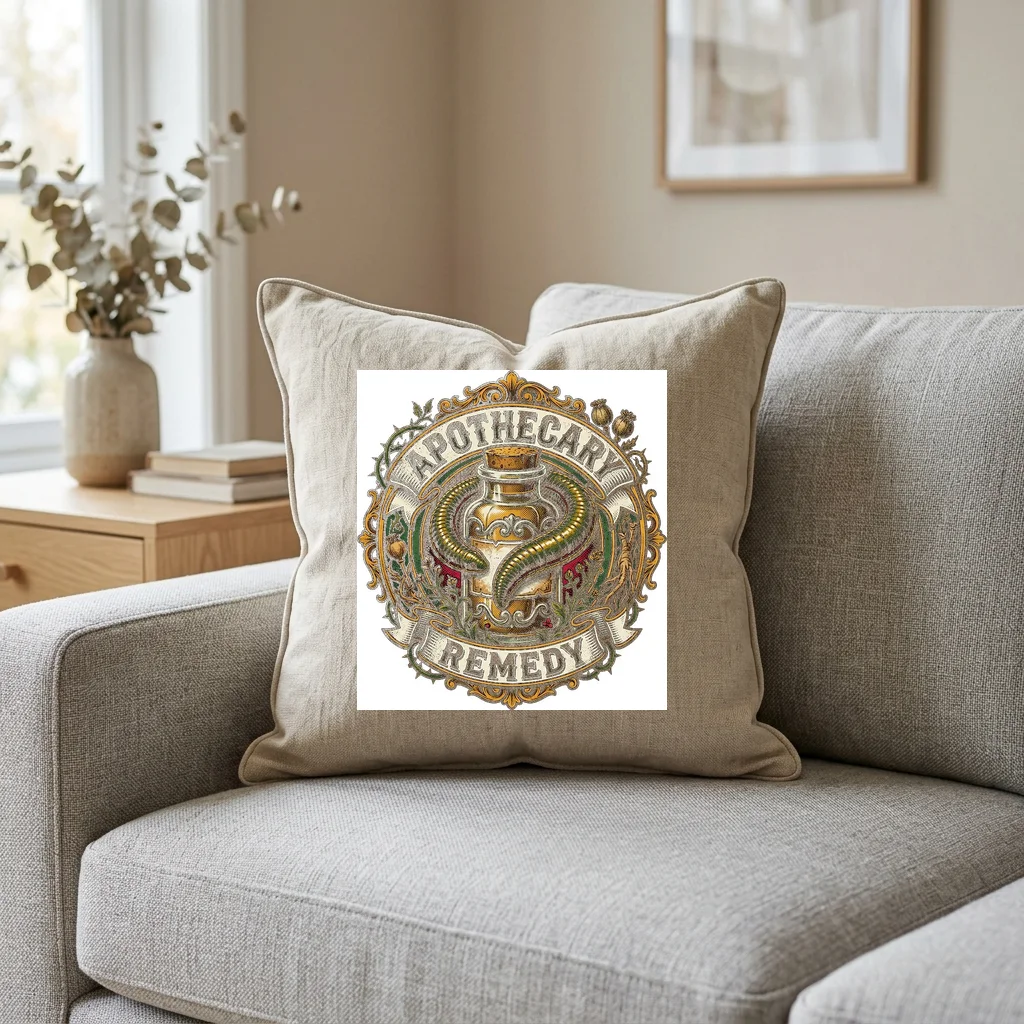 Caffeine & Horsepower Supply Co — Square Linen Throw Pillow 18x18 (Natural Linen)