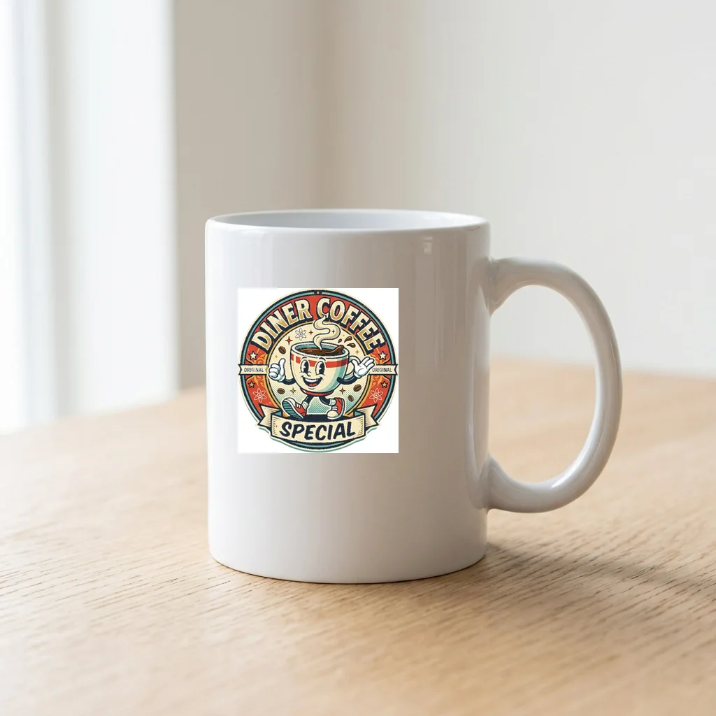 Black Cat Lucky Charm Moon — Ceramic Coffee Mug 11oz (Glossy White)
