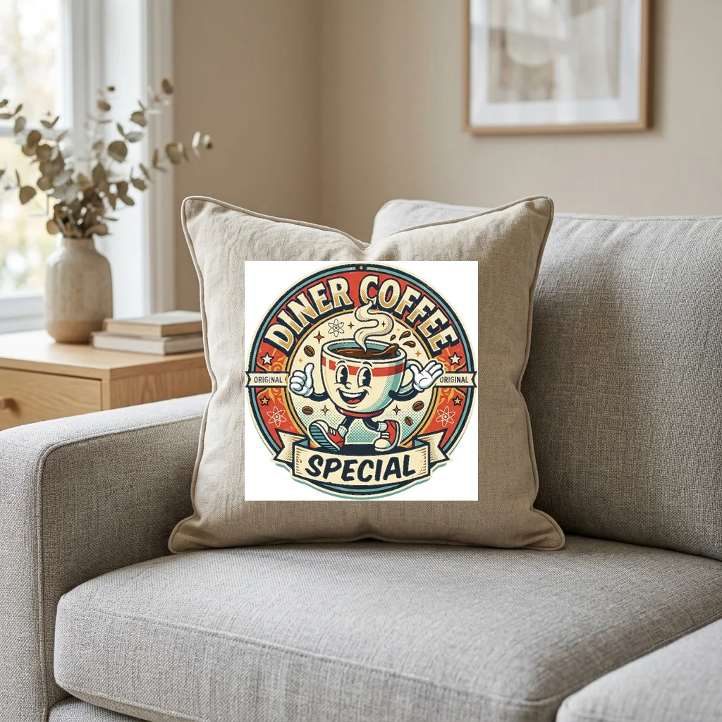 Black Cat Lucky Charm Moon — Square Linen Throw Pillow 18x18 (Natural Linen)