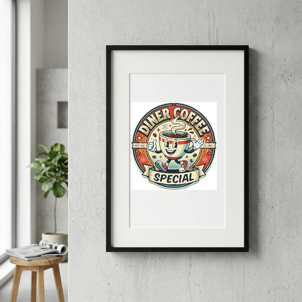 Black Cat Lucky Charm Moon — Gallery Framed Art Poster (Exhibition Frame)