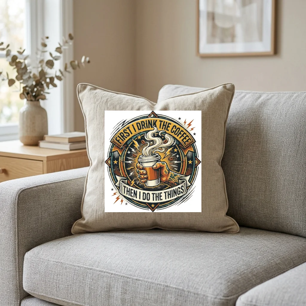 Stray Cat Street Royalty — Square Linen Throw Pillow 18x18 (Natural Linen)
