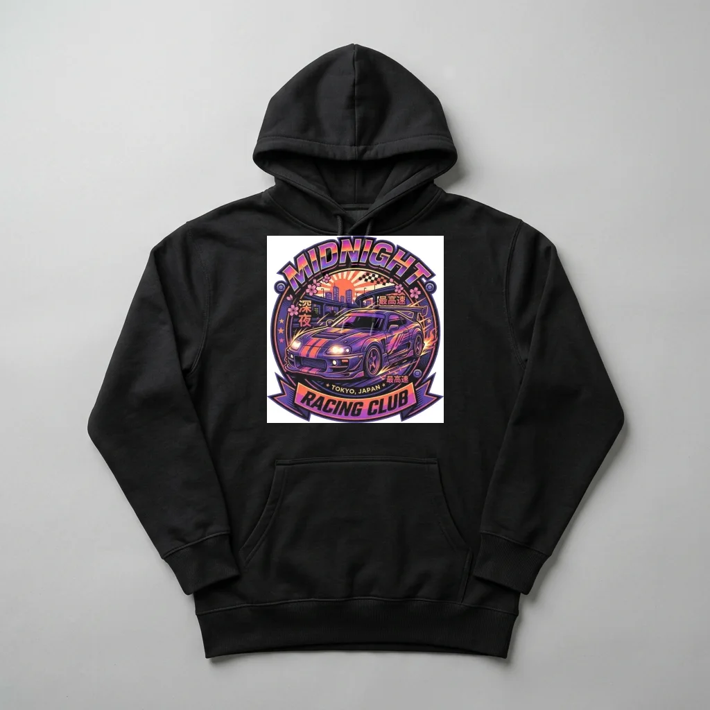 Moonlit Cat Rooftop Walker — Heavyweight Pullover Hoodie (Charcoal Black)