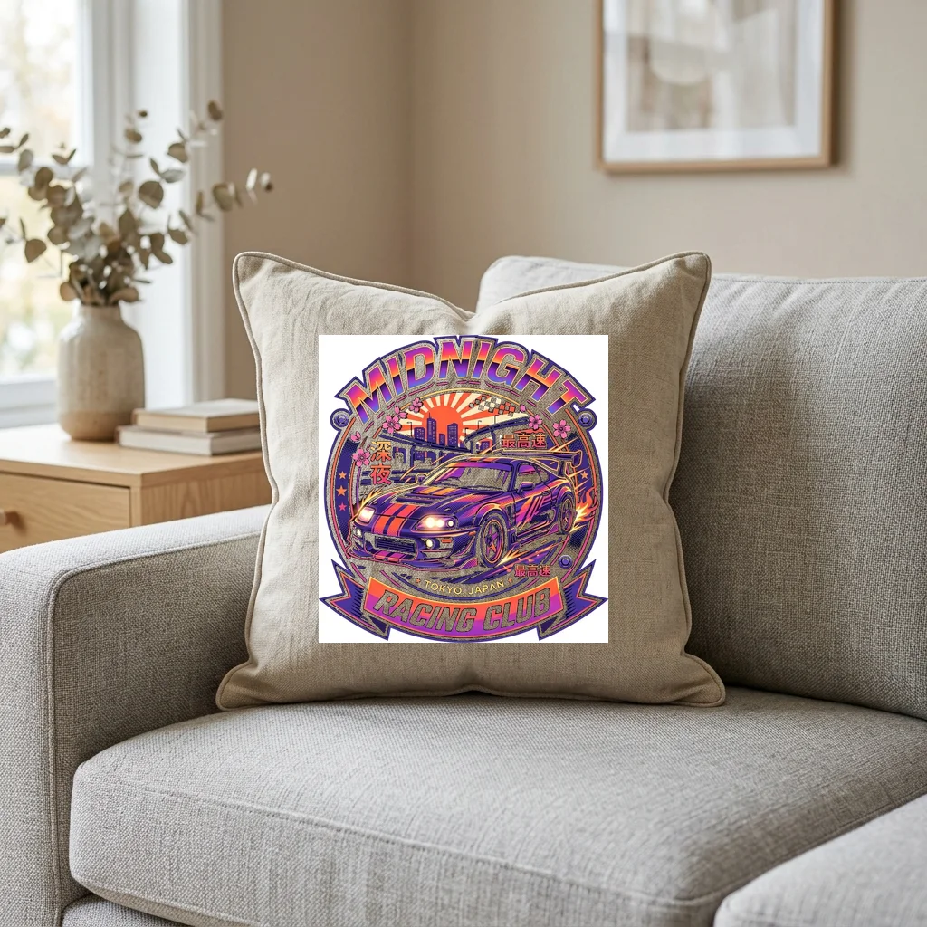 Moonlit Cat Rooftop Walker — Square Linen Throw Pillow 18x18 (Natural Linen)