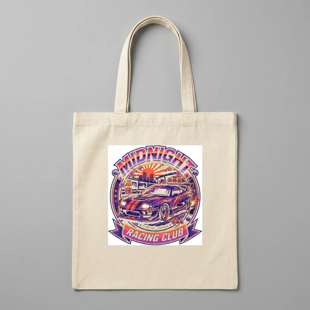 Moonlit Cat Rooftop Walker — Organic Cotton Canvas Tote Bag (Natural)