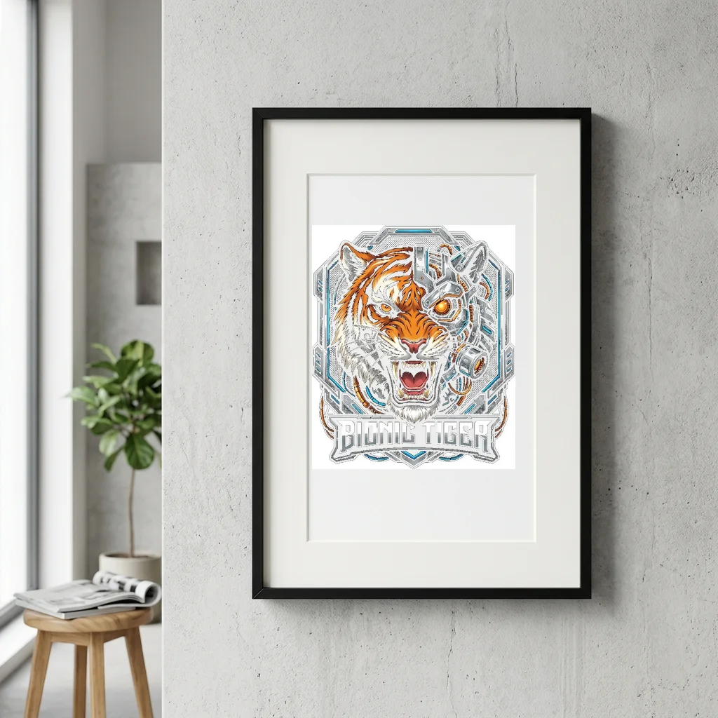 Samurai Silhouette Sunset Duel — Gallery Framed Art Poster (Exhibition Frame)