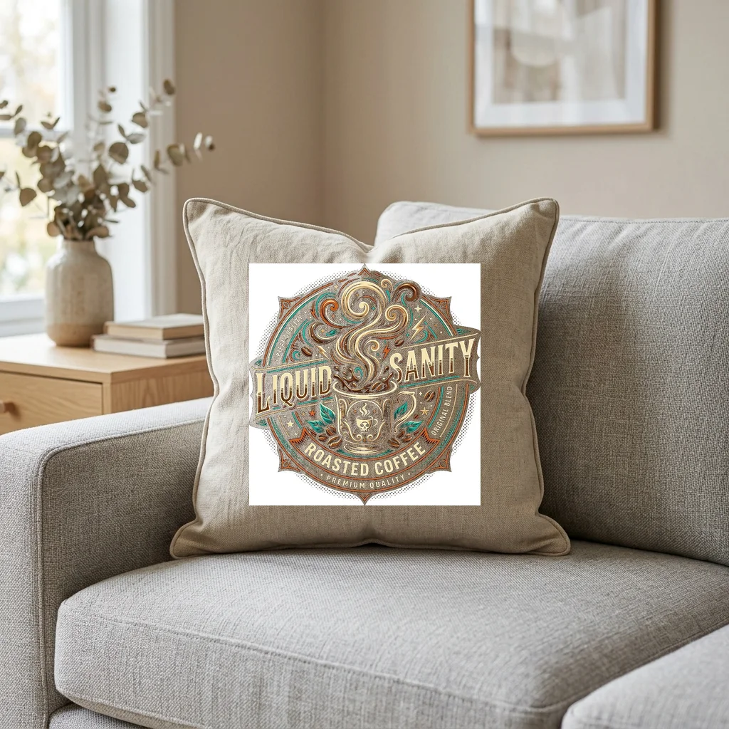 Nightingale Singing Plum Branch — Square Linen Throw Pillow 18x18 (Natural Linen)