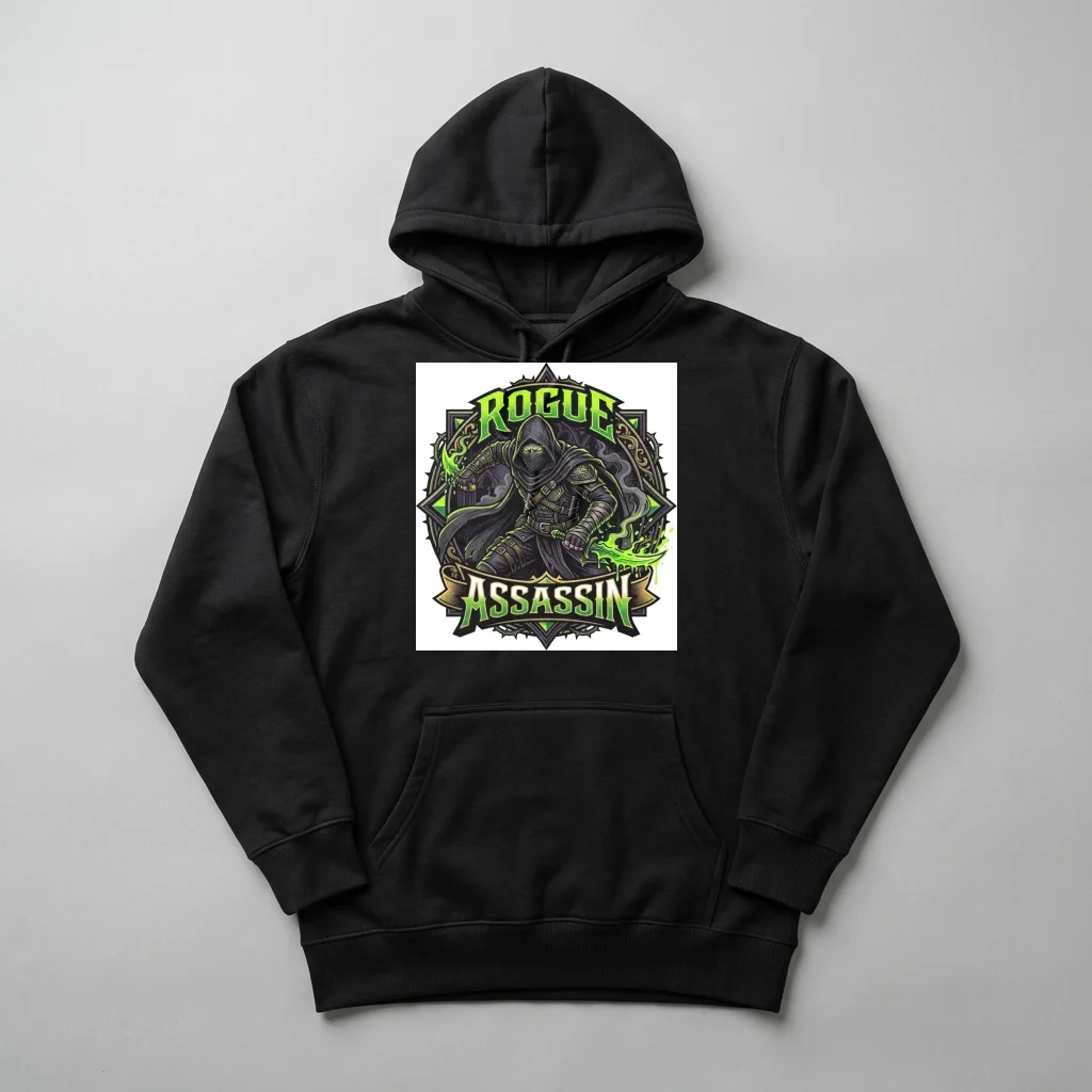 Sumi-e Mountain Misty Valley — Heavyweight Pullover Hoodie (Charcoal Black)