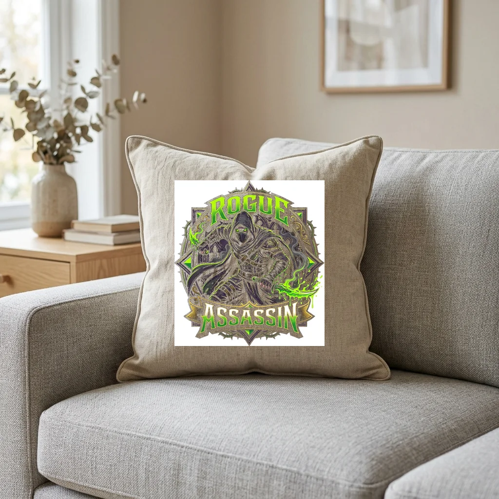 Sumi-e Mountain Misty Valley — Square Linen Throw Pillow 18x18 (Natural Linen)