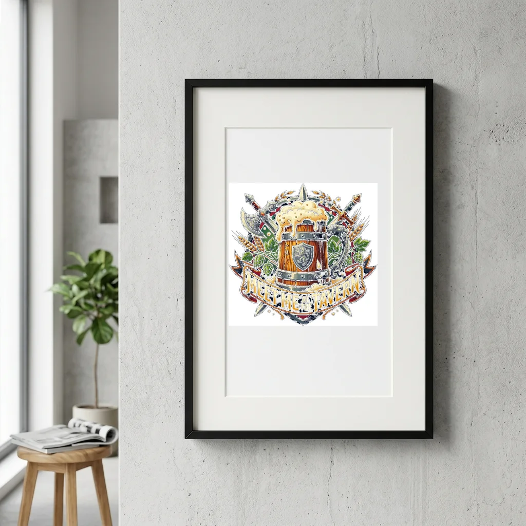 Golden Leaf Floating River — Gallery Framed Art Poster (Exhibition Frame)