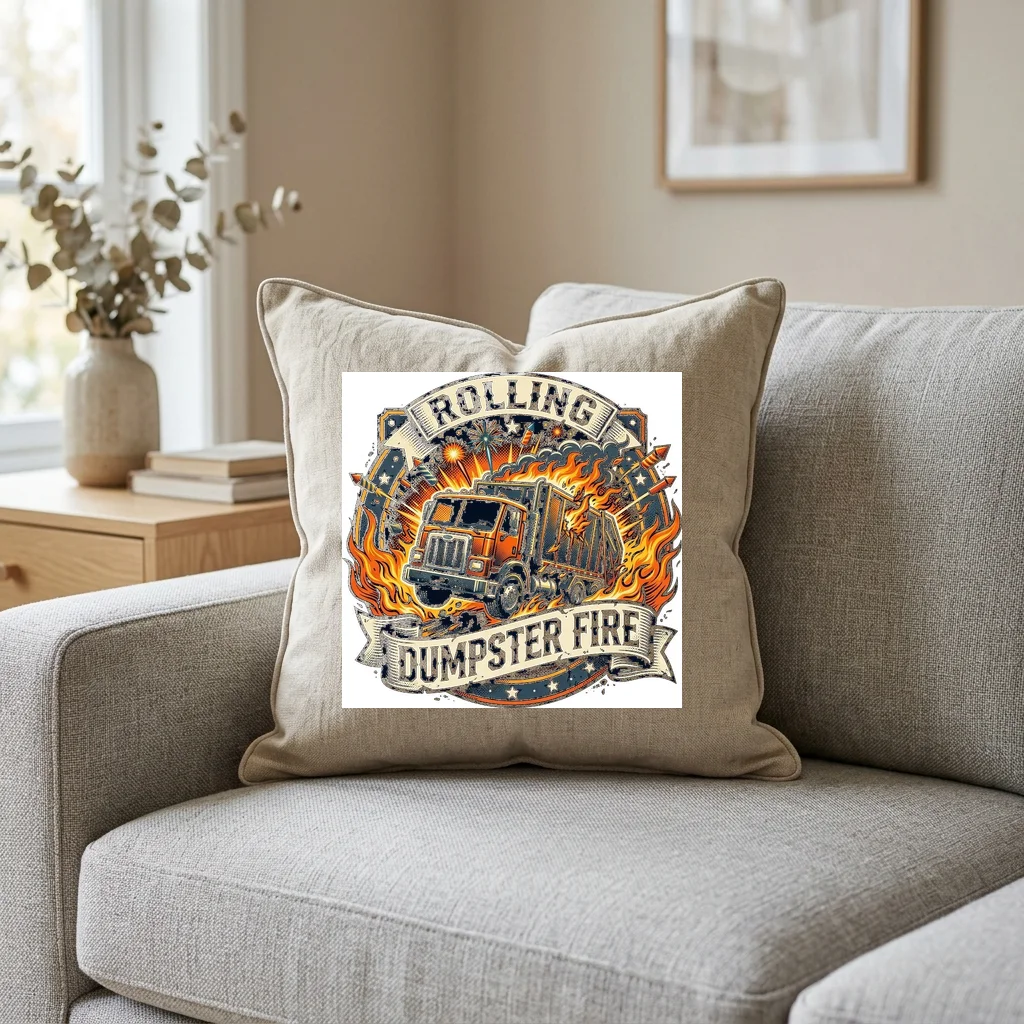 Great Wave Retro Remix — Square Linen Throw Pillow 18x18 (Natural Linen)